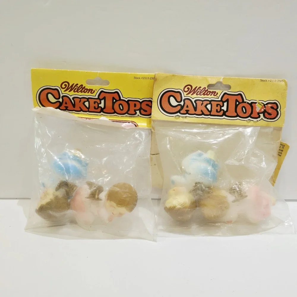 2 Packs Vintage Sleeping Baby Angels Wilton Cake Decorating Pink Blue Set of 2